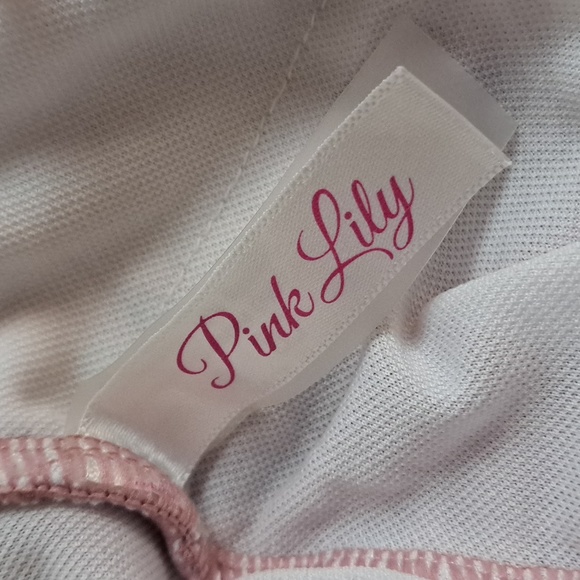 Pink Lily ruched seams square cut bandeau top one piece swimsuit rose SzM - Picture 8 of 11